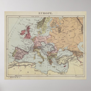 Vintage Karte von Europa Poster