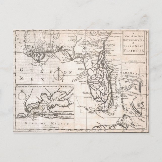 Vintage Karte von Florida (1763) (Vorderseite)
