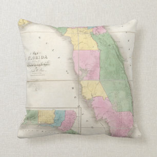 Vintage Karte von Florida (1839) Kissen