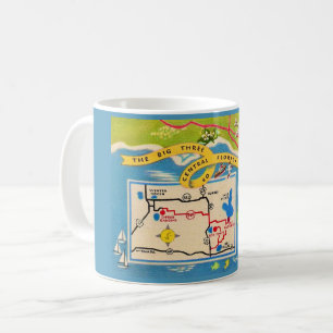 Vintage-Karte-von-Florida-Sehenswürdigkeiten-Mug Kaffeetasse