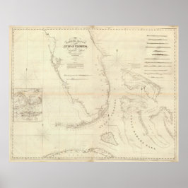 Vintage Karte von Florida und den Bahamas (1827) Poster