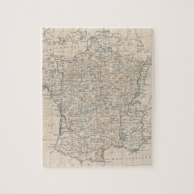 Vintage Karte von Frankreich (1799) (Vertikal)