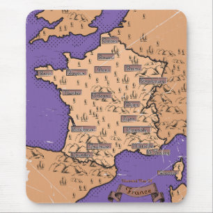 Vintage Karte von Frankreich Mousepad