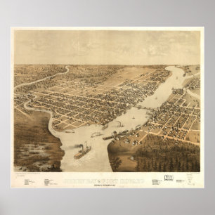 Vintage Karte von Green Bay WI (1867) Poster