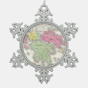 Vintage Karte von Griechenland (1853) Schneeflocken Zinn-Ornament