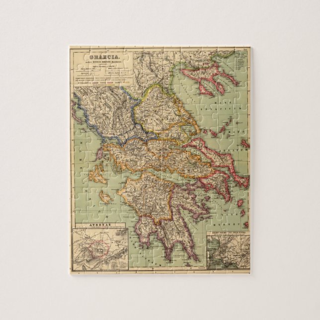 Vintage Karte von Griechenland (1903) (Vertikal)