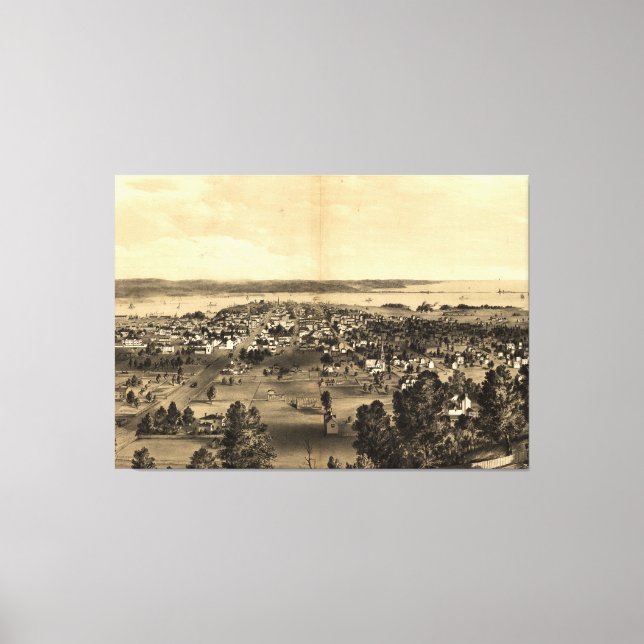 Vintage Karte von Hamilton Ontario (1859) Leinwanddruck (Vorderseite)