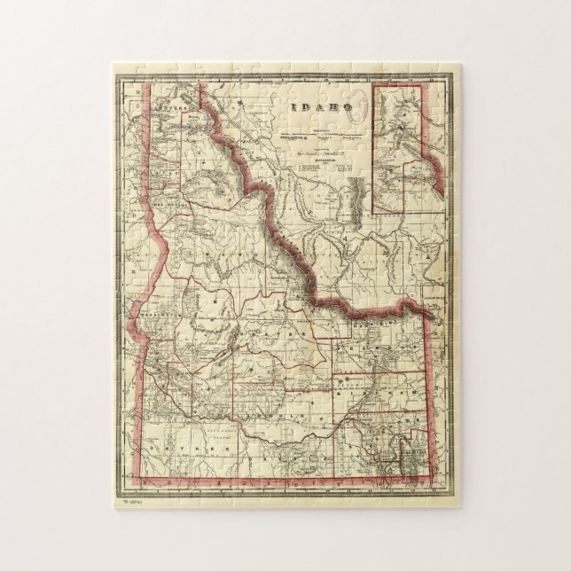 Vintage Karte von Idaho (1896) (Vertikal)