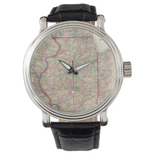 Vintage Karte von Illinois (1874) Armbanduhr