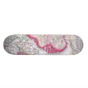 Vintage Karte von im Stadtzentrum gelegenem Boston Skateboard