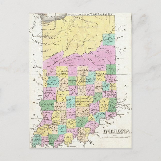 Vintage Karte von Indiana (1827) (Vorderseite)