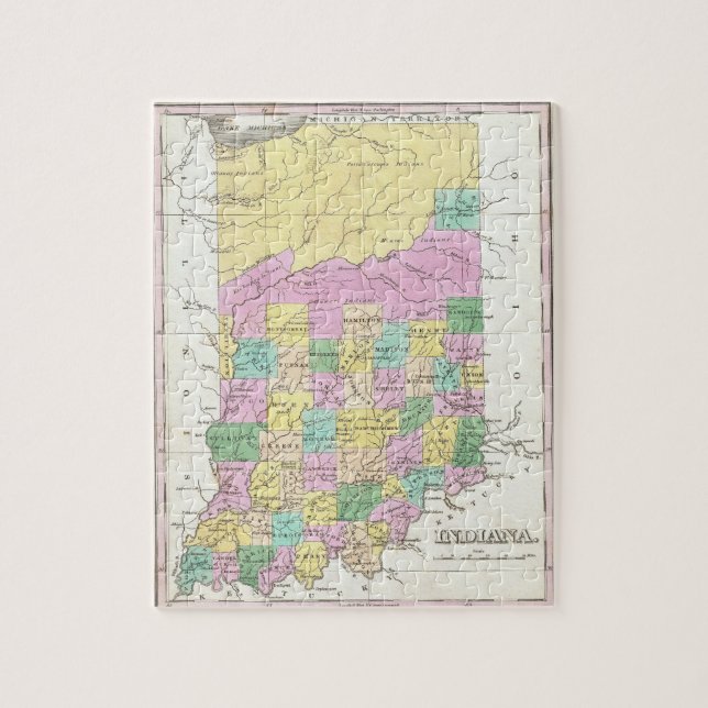 Vintage Karte von Indiana (1827) (Vertikal)