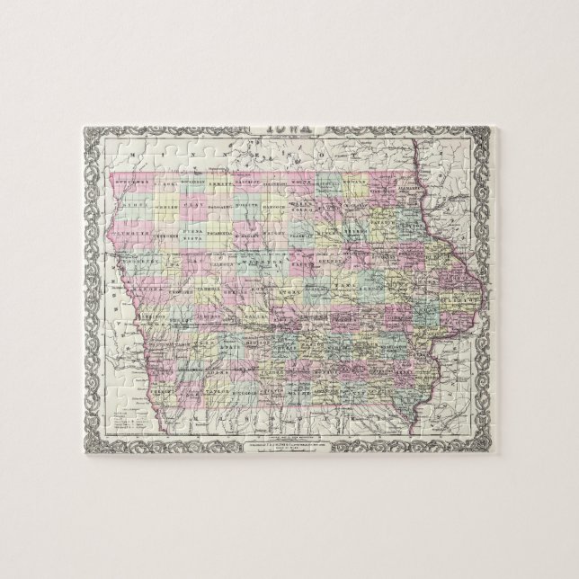 Vintage Karte von Iowa (1855) (Horizontal)