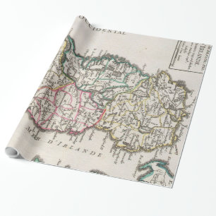 Vintage Karte von Irland (1748) Geschenkpapier