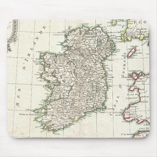 Vintage Karte von Irland (1771) Mousepad (Vorne)