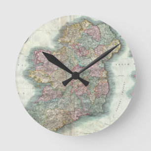 Vintage Karte von Irland (1799) Runde Wanduhr