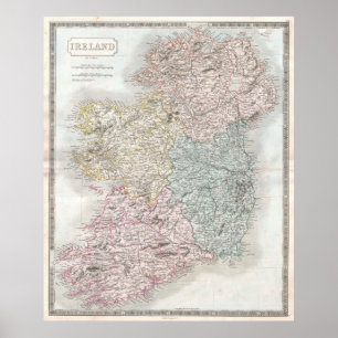 Vintage Karte von Irland (1850) Poster