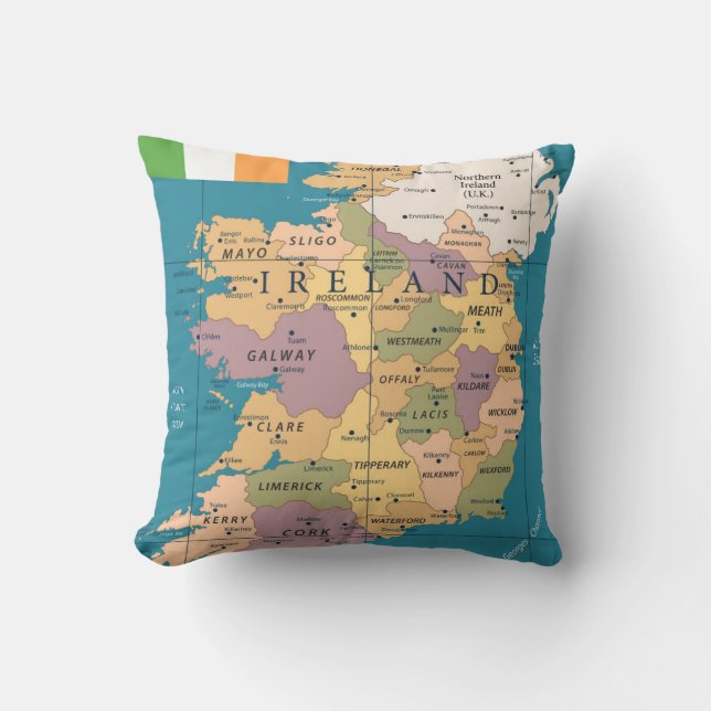 Vintage Karte von Irland Kissen (Vorderseite)