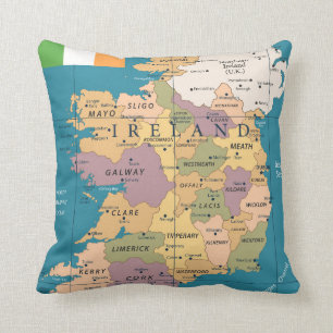 Vintage Karte von Irland Kissen