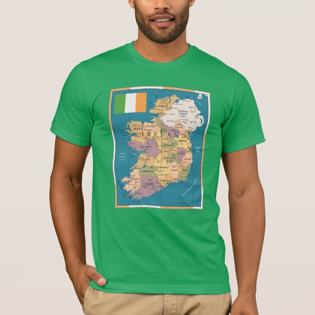 Vintage Karte von Irland T-Shirt (Vorderseite)