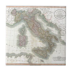 Vintage Karte von Italien Fliese