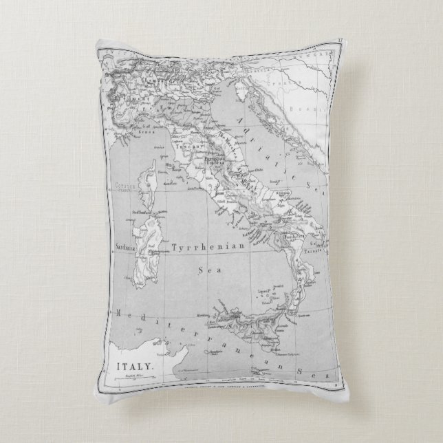 Vintage Karte von Italien Pillow Dekokissen (Vorderseite(Vertikal))