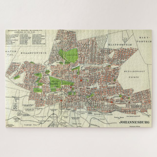 Vintage Karte von Johannesburg, Südafrika (1913) (Horizontal)