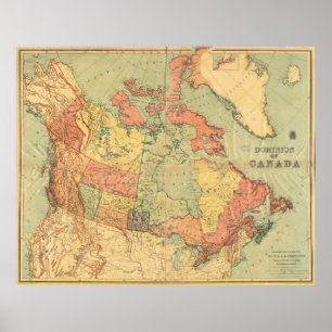 Vintage Karte von Kanada (1898) Poster