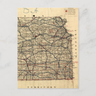 Vintage Karte von Kansas (1884)