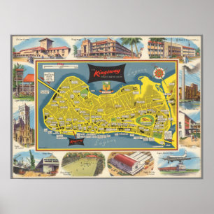 Vintage Karte von Kingsway Lagoon Poster