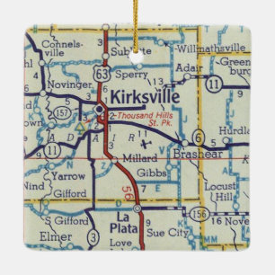 Vintage Karte von Kirksville MO Keramikornament