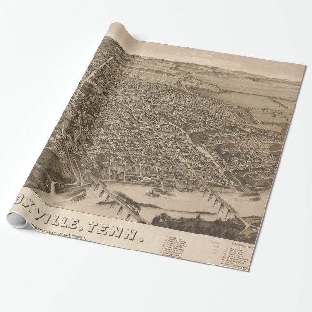 Vintage Karte von Knoxville (1886) Geschenkpapier (Ungerollt)