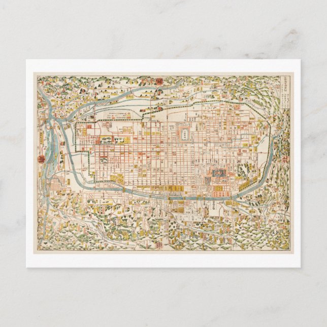 Vintage Karte von Kyoto Postkarte (Vorderseite)