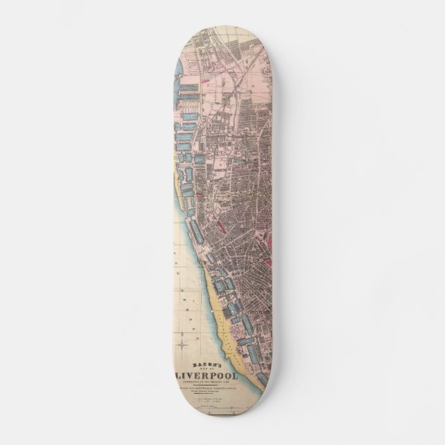 Vintage Karte von Liverpool England (1890) Skateboard (Vorderseite)