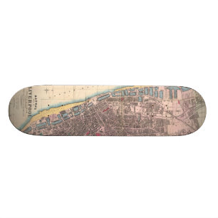 Vintage Karte von Liverpool England (1890) Skateboard