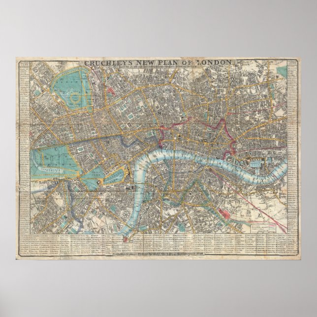 Vintage Karte von London (1848) Poster (Vorne)