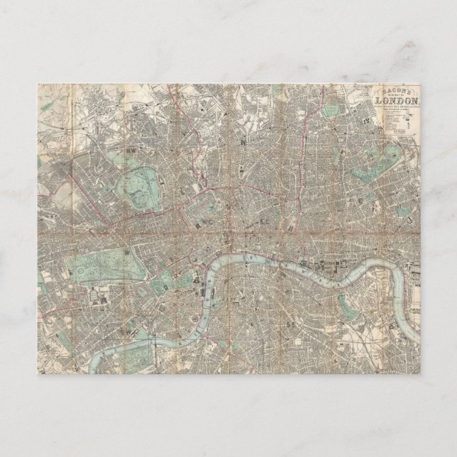 Vintage Karte von London (1890) (Vorderseite)