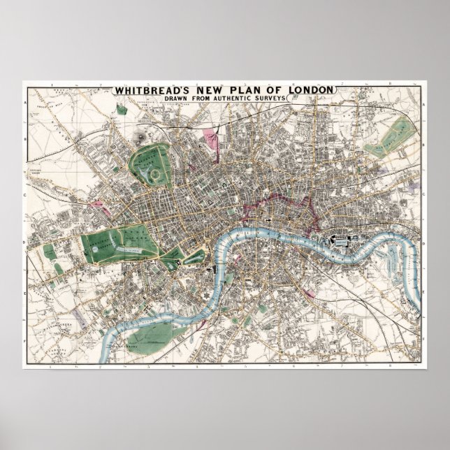 Vintage Karte von London England Poster (Vorne)
