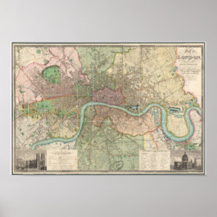 Vintage Karte von London Poster