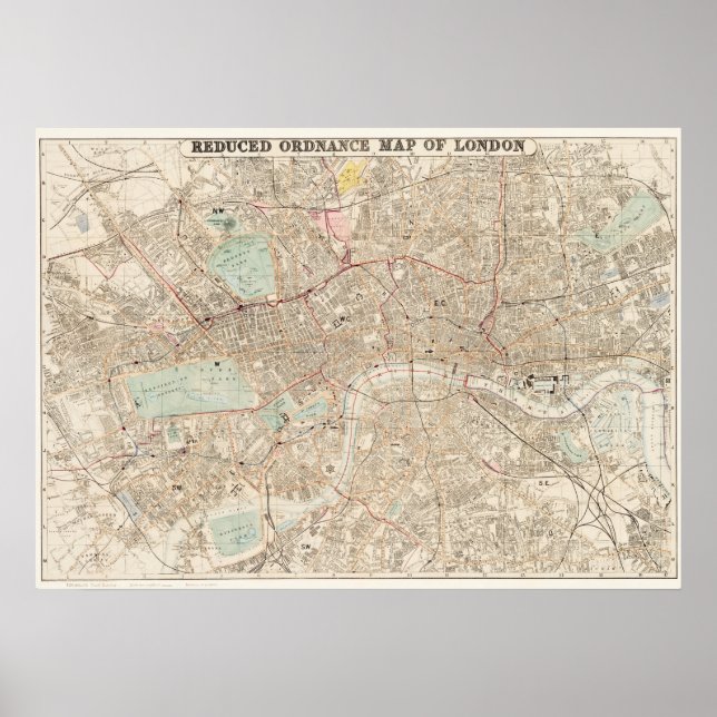 Vintage Karte von London Poster (Vorne)