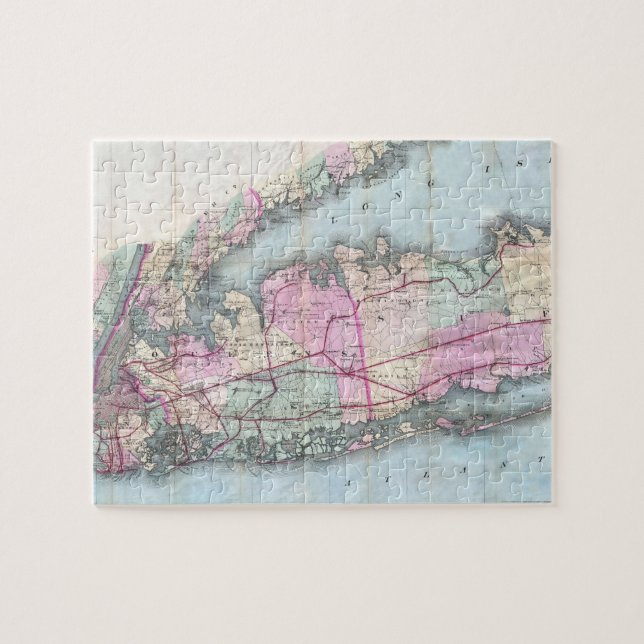 Vintage Karte von Long Island (1880) (Horizontal)