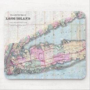 Vintage Karte von Long Island (1880) Mousepad