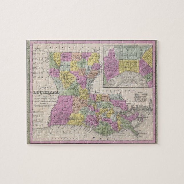 Vintage Karte von Louisiana (1853) (Horizontal)