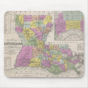 Vintage-Karte von Louisiana (1853) Mousepad