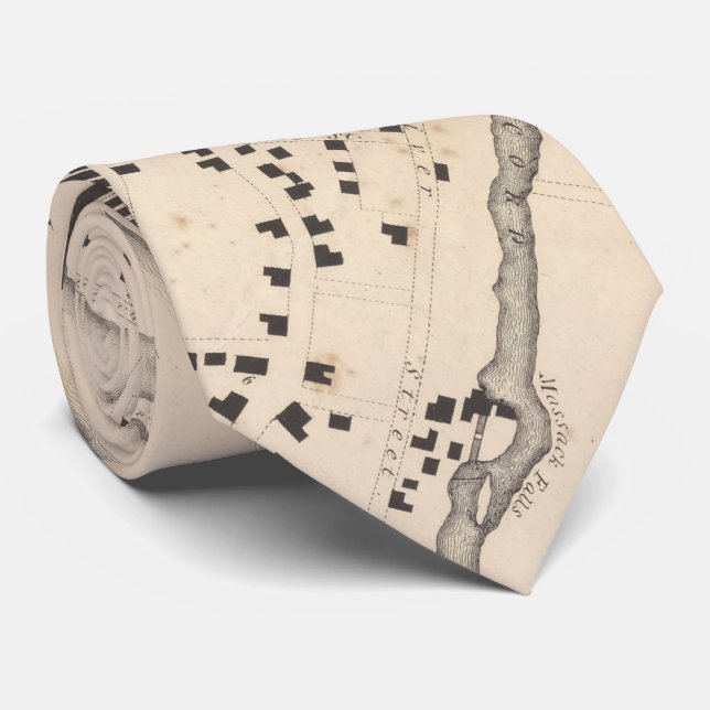 Vintage Karte von Lowell MA (1832) Krawatte (Gerollt)