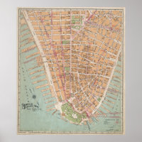 Vintage Karte von Lower Manhattan (1921)