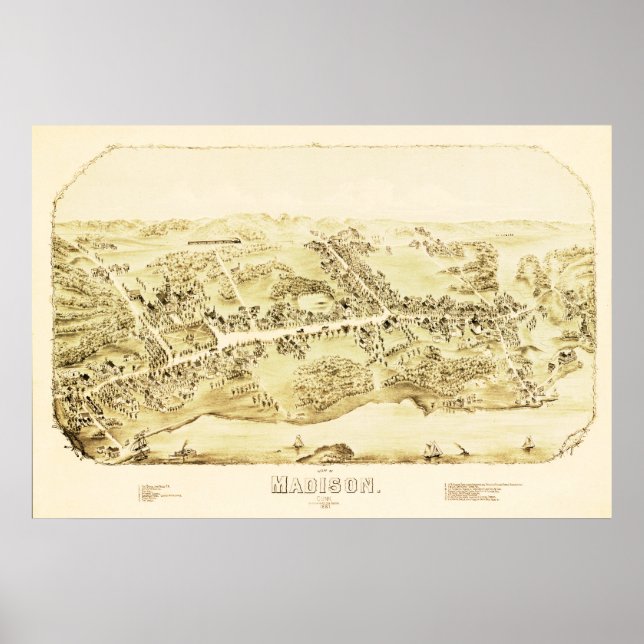 Vintage Karte von Madison, Connecticut von 1881 Poster (Vorne)