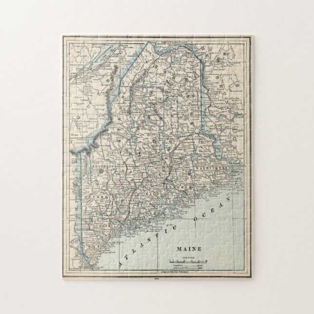 Vintage Karte von Maine (1893) (Vertikal)