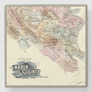 Vintage-Karte von Marin County 1890 Steinuntersetzer