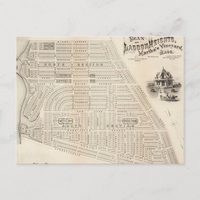 Vintage Karte von Marthas Vineyard (1873) (Vorderseite)